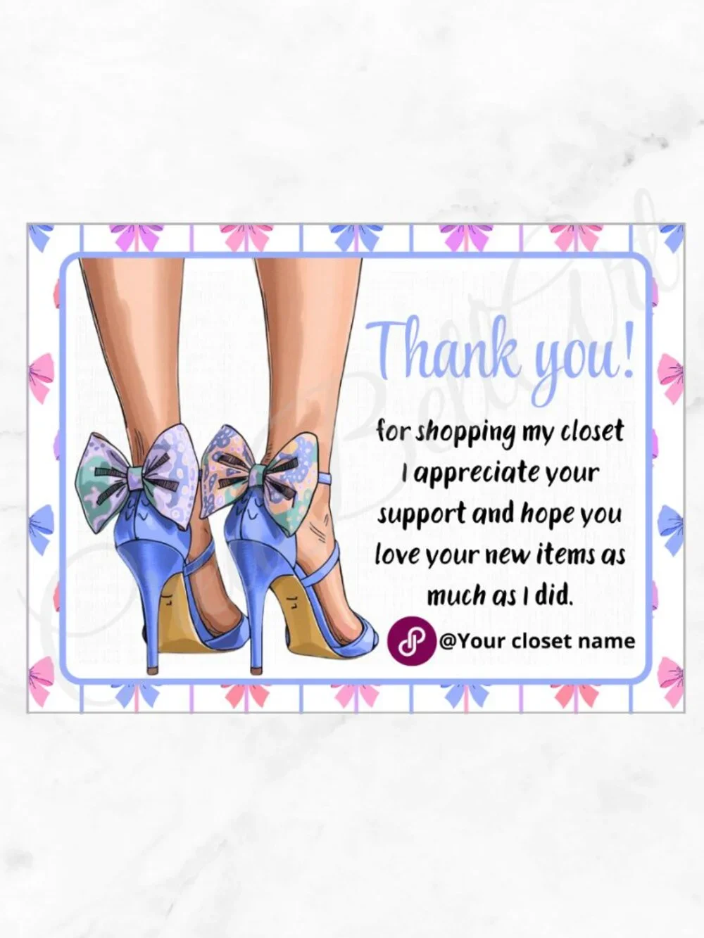 100 Personalized Heels Thank You Cards Small Business, 4×3 in